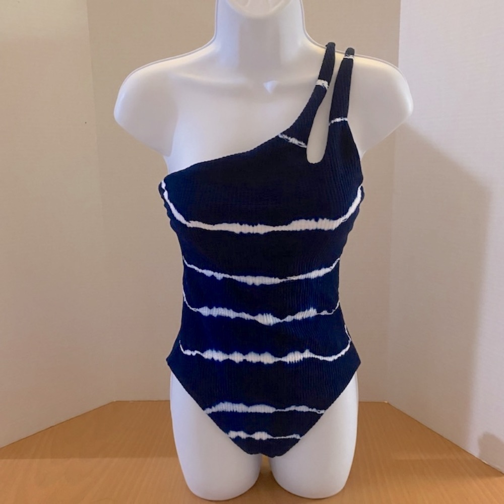 NEW BECCA Violet Tie-Dye Asymmetrical Swimsuit - Picture 2 of 6
